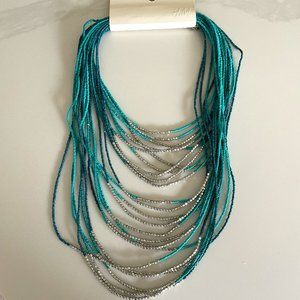 H&M Turquoise and Silver Beaded Necklace